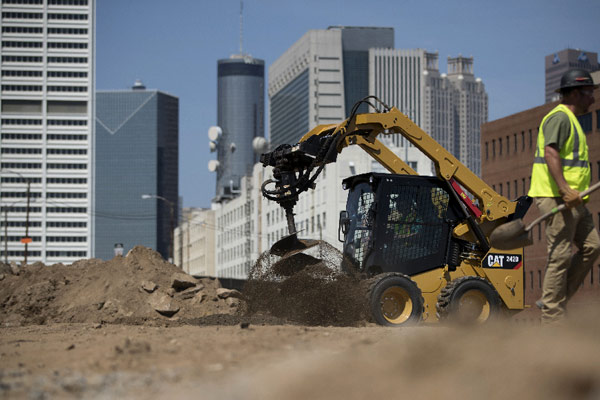 Cat Skid Steer with Atlanta Skyline