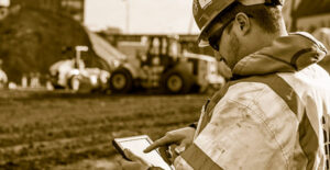 Cat Customer Using Tablet on Jobsite