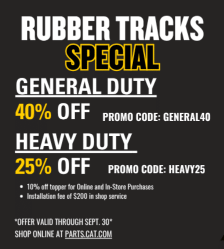 Save up to 40% on rubber tracks promo