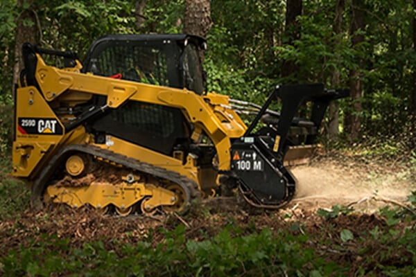 Cat HM416 Mulcher Attachment on a 259D Skid Steer